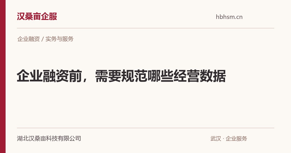 企业融资前,需要规范哪些经营数据|汉桑亩企服