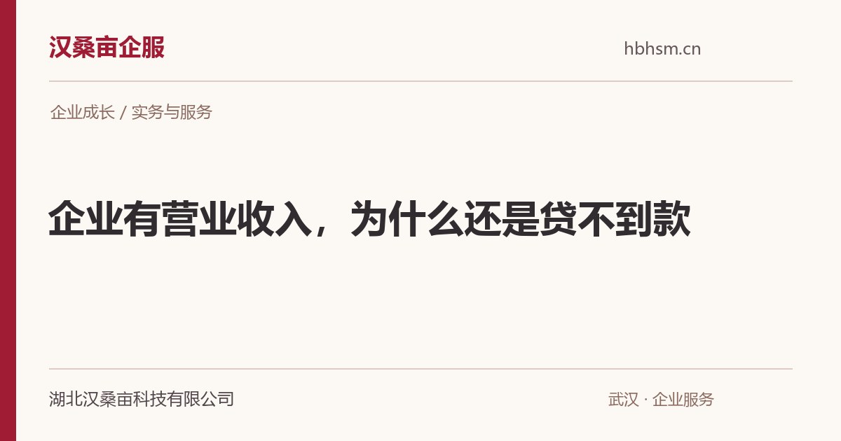 企业有营业收入,为什么还是贷不到款|汉桑亩企服