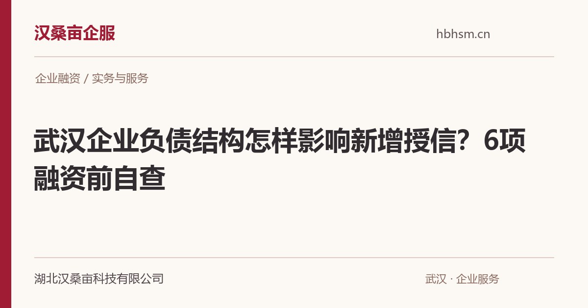 武汉企业负债结构怎样影响新增授信？6项融资前自查｜汉桑亩企服