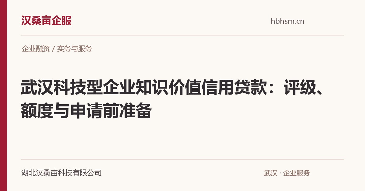 武汉科技型企业知识价值信用贷款：评级、额度与申请前准备｜汉桑亩企服